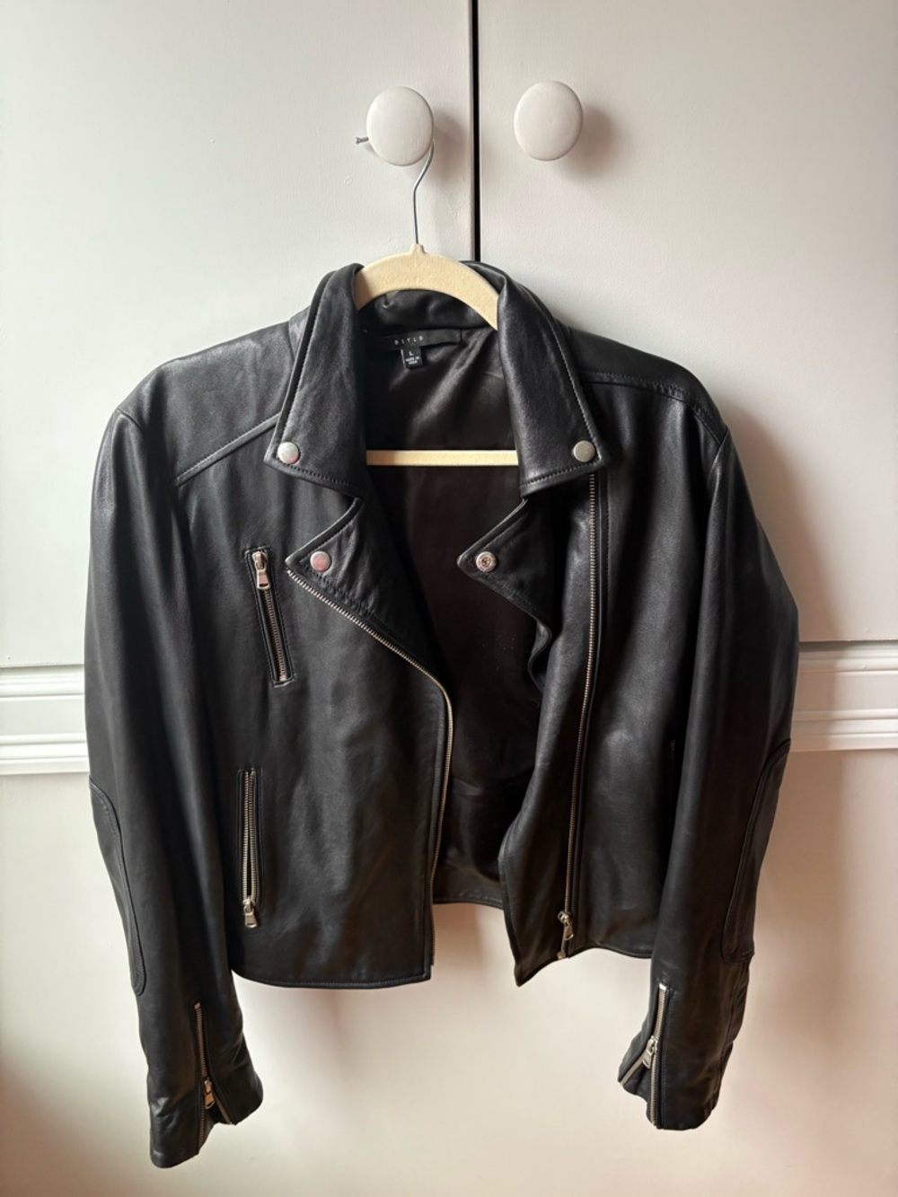 DSTLD Black Leather Biker Jacket